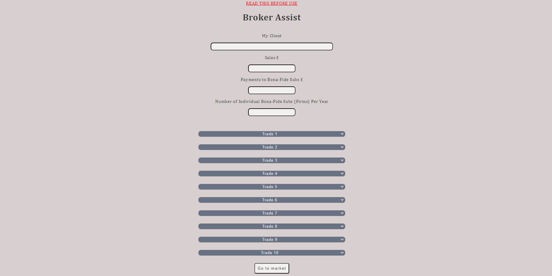 Screenshot of insurance platform