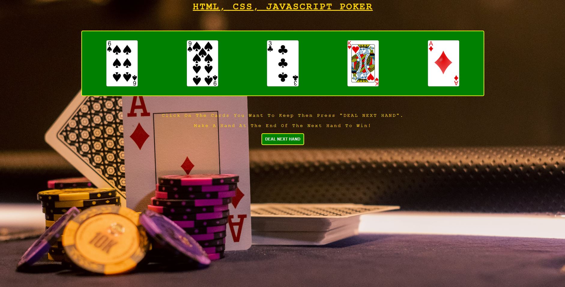 Screenshot of poker site
